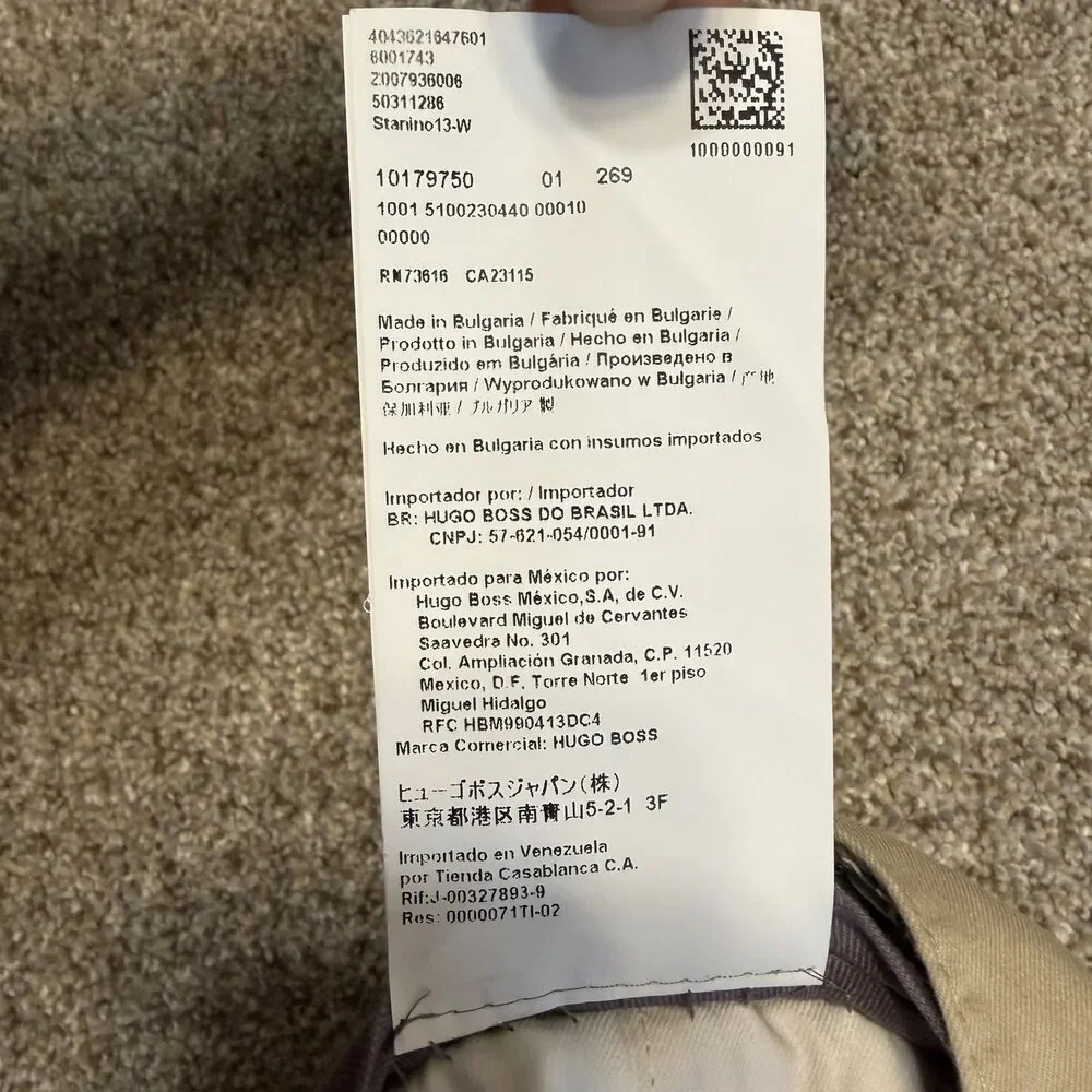 Hugo Boss Stanino13-W Chinos Men Size 30R  Beige